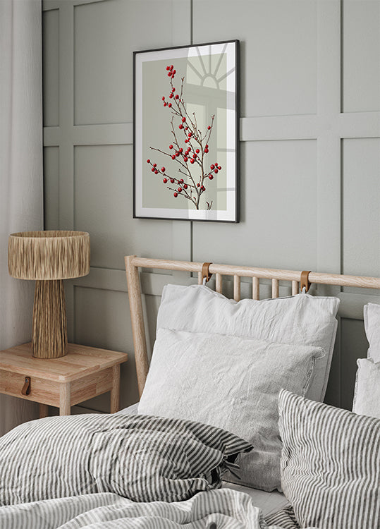Red Berries on a Branch Poster - Posterbox.dk
