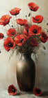 a painting of red flowers in a vase