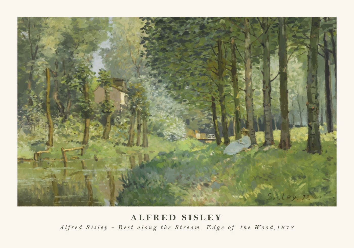 Rest Along The Stream Impressionist Forest, Alfred Sisley 1878 Poster - Posterbox.dk