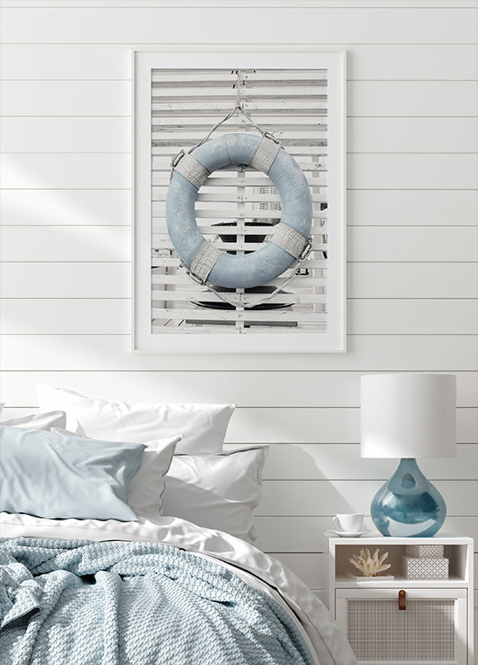 Retro Blue Lifebuoy Poster - Posterbox.dk