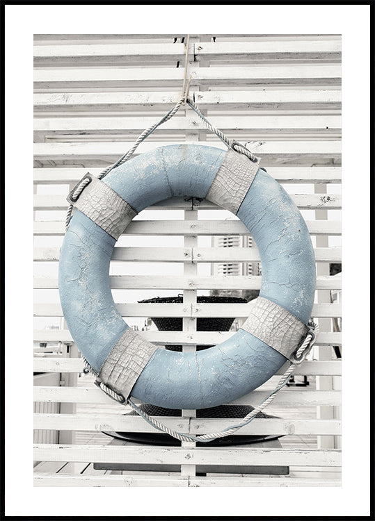 Retro Blue Lifebuoy Poster - Posterbox.dk