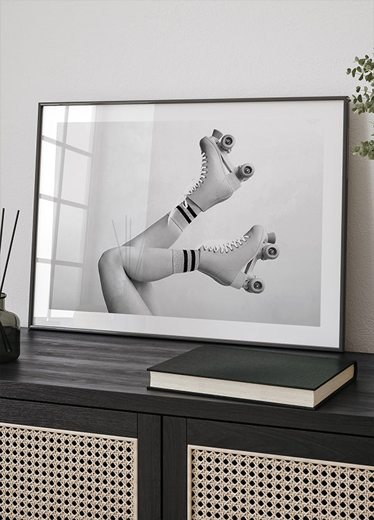 Retro Roller Skates, Black and White Aesthetic Poster - Posterbox.dk