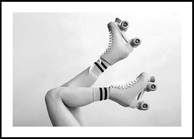 Retro Roller Skates, Black and White Aesthetic Poster - Posterbox.dk