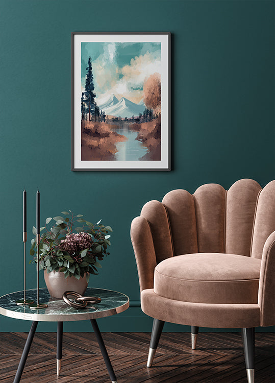 River in a Mountain Valley Poster - Posterbox.dk