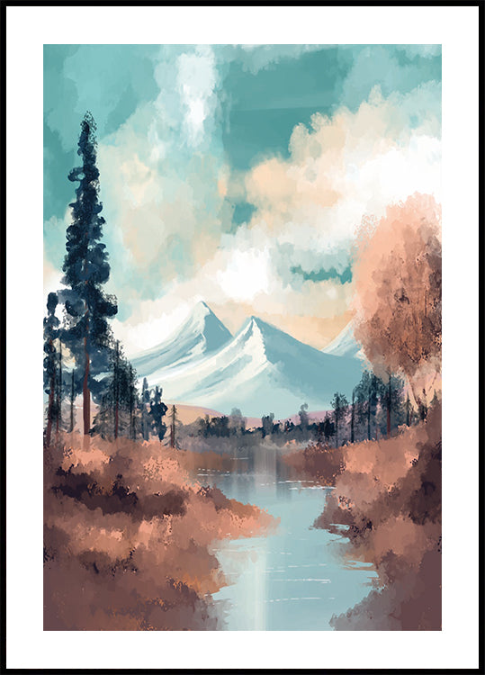 River in a Mountain Valley Poster - Posterbox.dk