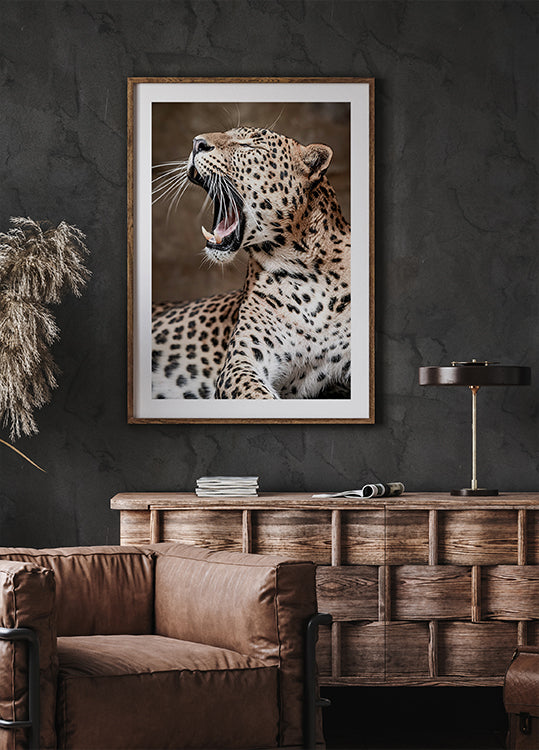 Roaring Leopard in Nature Poster - Posterbox.dk
