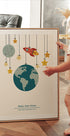 Rocket And Planets, Personalized Baby Boy Poster - Posterbox.dk