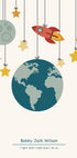 Rocket And Planets, Personalized Baby Boy Poster - Posterbox.dk