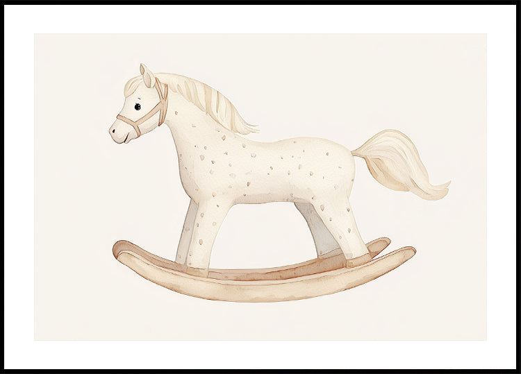Rocking Horse, Vintage Toy, Minimalist Nursery Wall Art Poster - Posterbox.dk