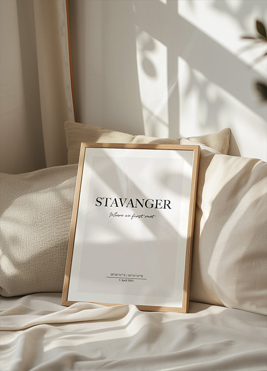 Romantic Coordinates, Where We First Met, Custom Location Poster - Posterbox.dk