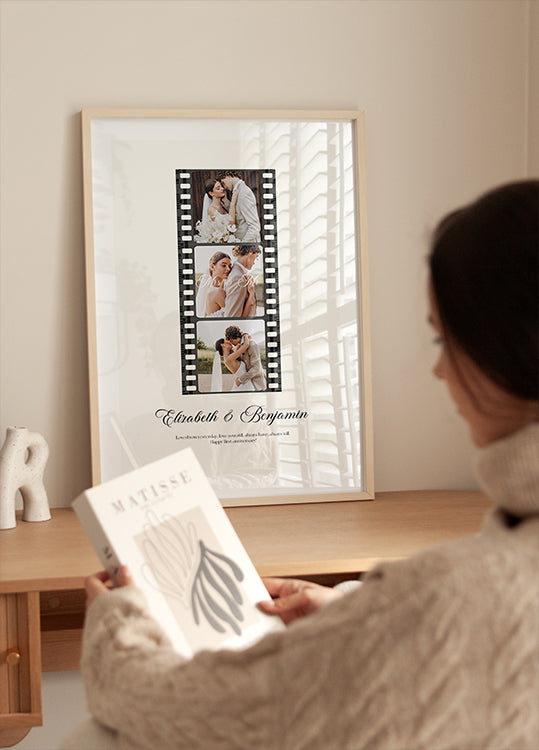 Romantic Wedding Film Strip, Mr and Mrs Poster - Posterbox.dk