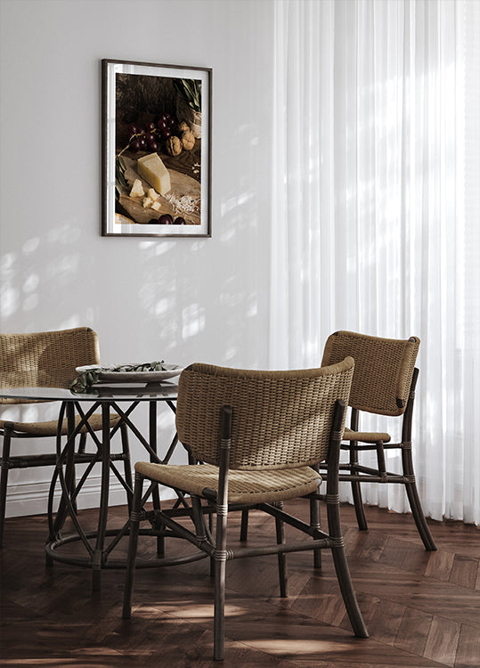 Rustic Cheese and Fruit Still Life Poster - Posterbox.dk