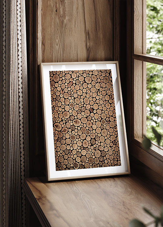 Rustic Wood Log Pattern Poster - Posterbox.dk