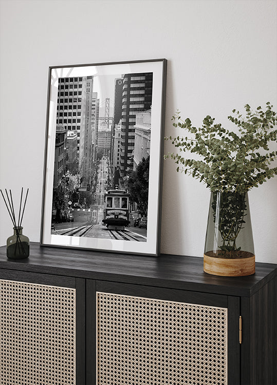San Francisco Streetcar and Skyline Poster - Posterbox.dk