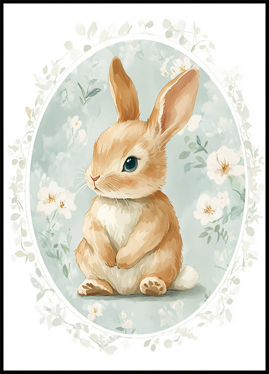 Sitting Baby Bunny With Blue Eyes Poster - Posterbox.dk