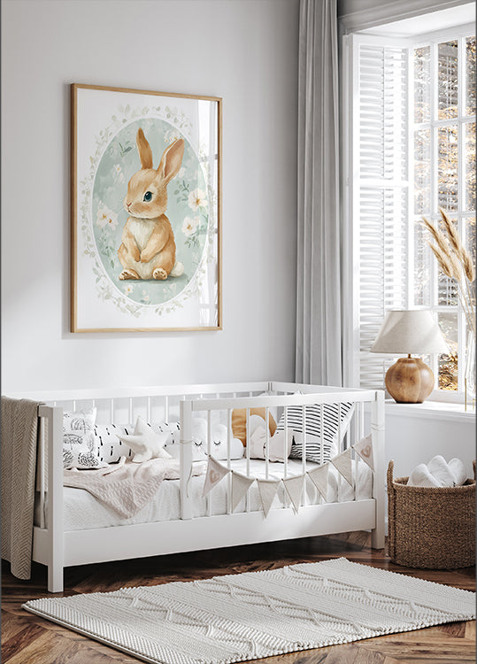Sitting Baby Bunny With Blue Eyes Poster - Posterbox.dk