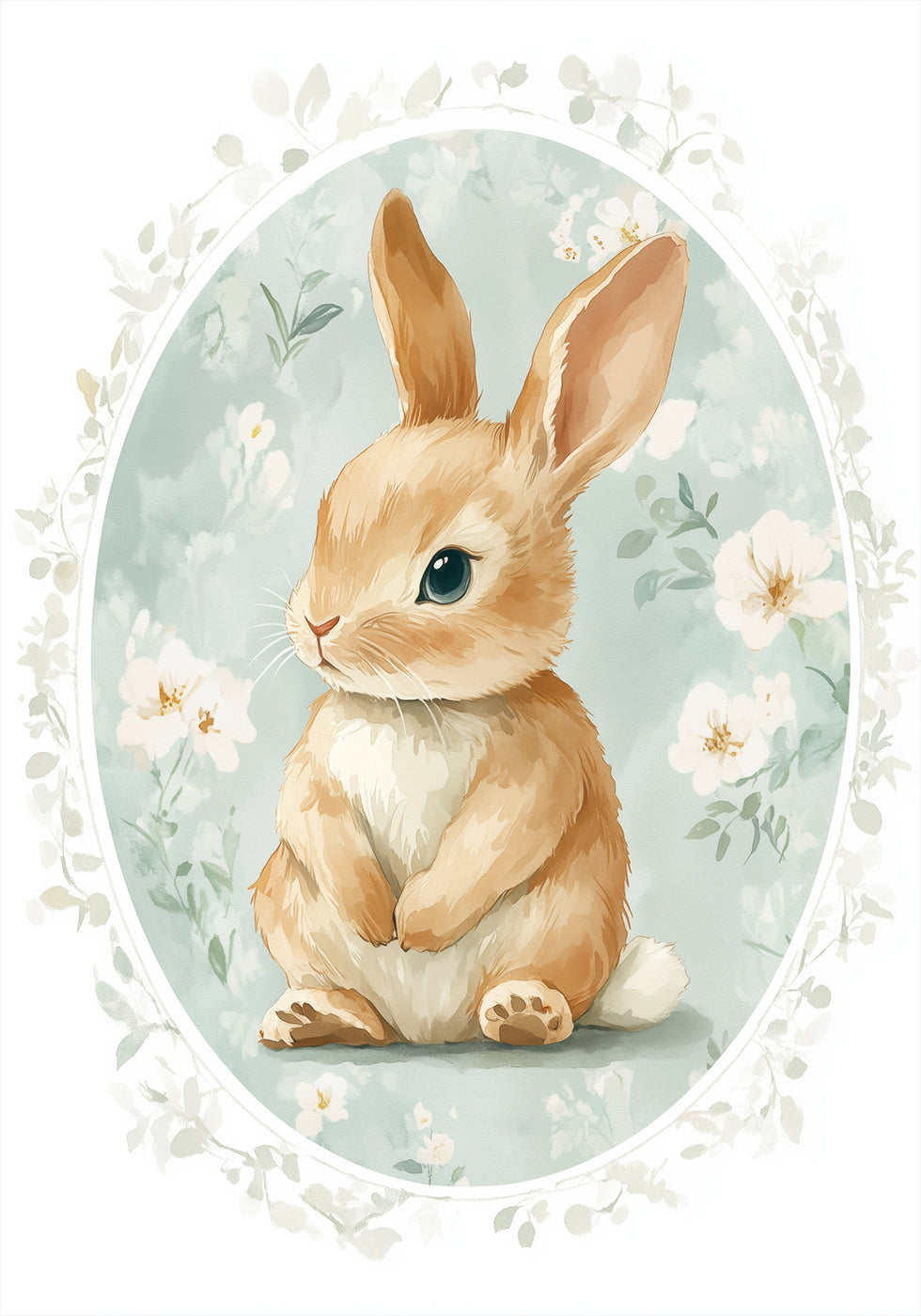 Sitting Baby Bunny With Blue Eyes Poster - Posterbox.dk