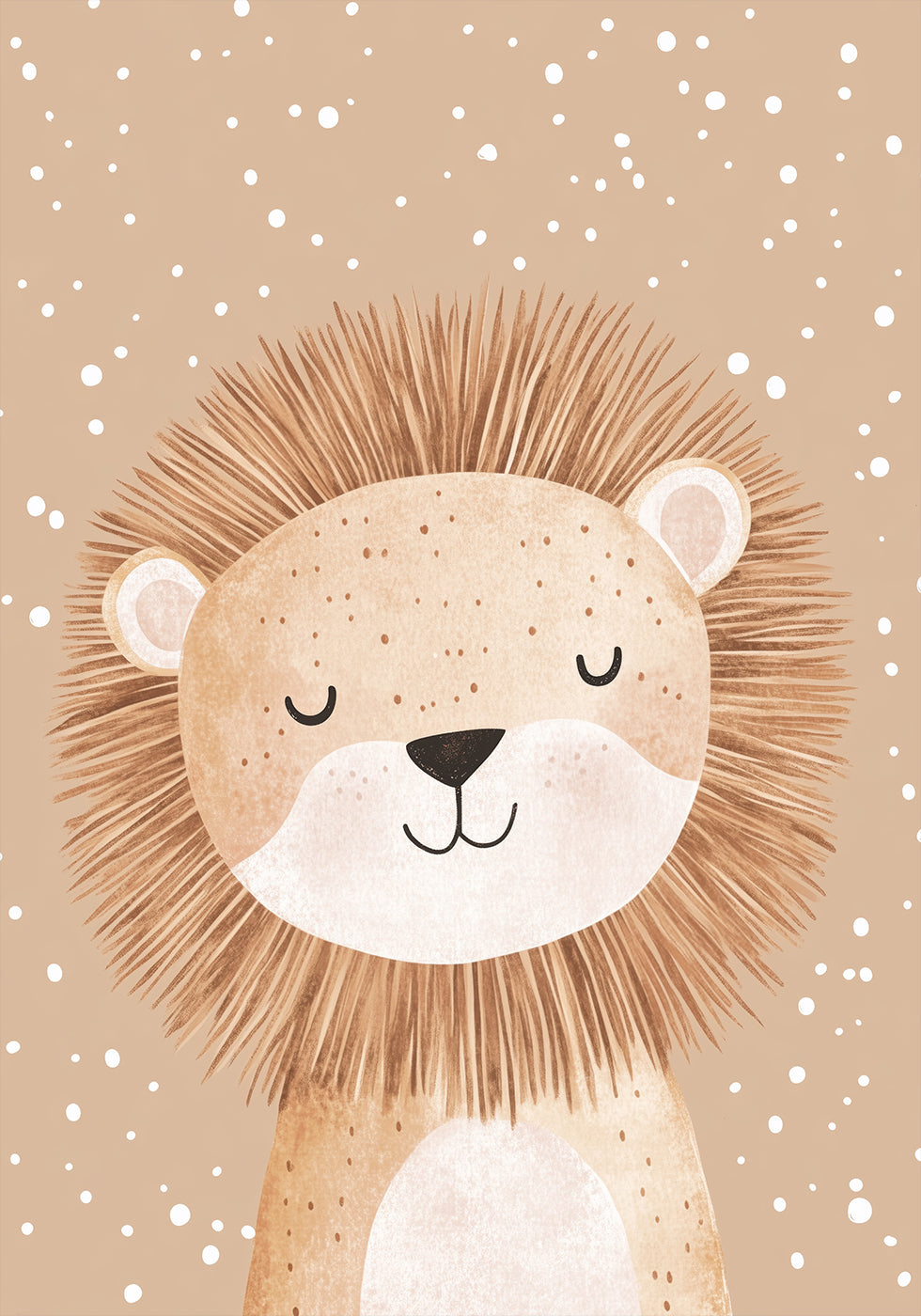 Sleepy Lion In Snow Poster - Posterbox.dk