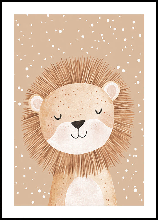 Sleepy Lion In Snow Poster - Posterbox.dk