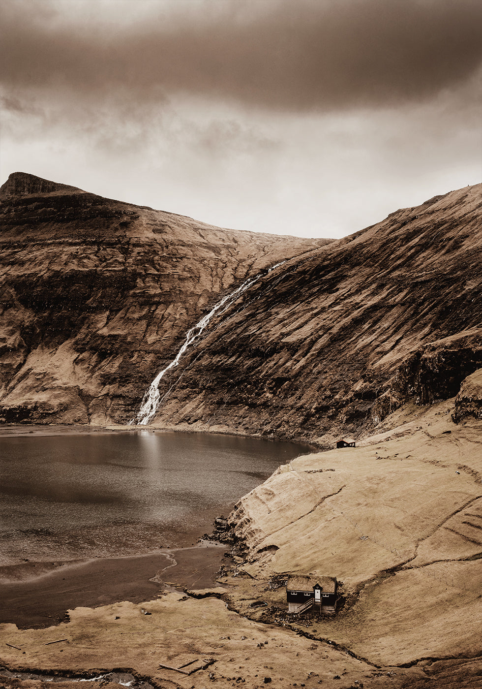 Small House Near the Waterfall Poster - Posterbox.dk