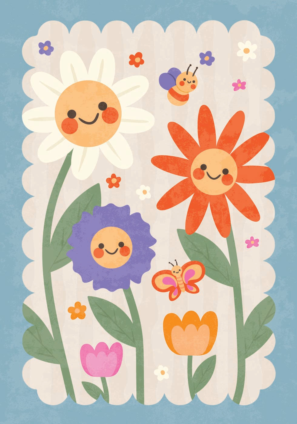 Smiley Flowers, whimsical Floral Poster - Posterbox.dk