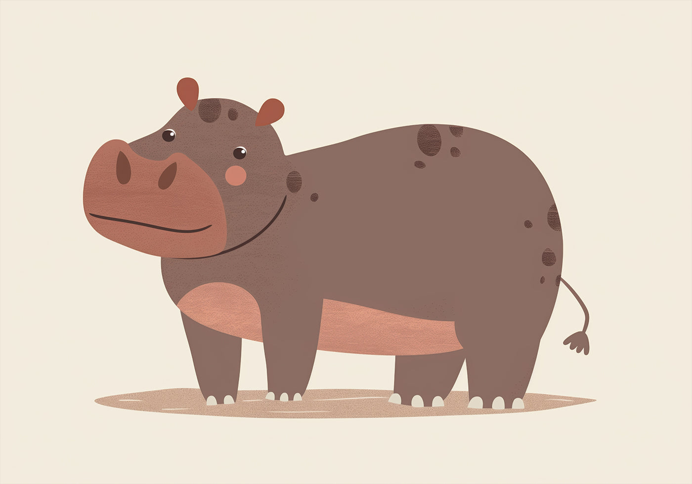 Smiling Brown Hippo In Mud Poster - Posterbox.dk