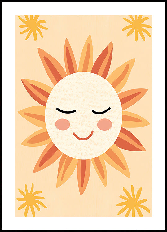 Smiling Sun Illustration Poster - Posterbox.dk