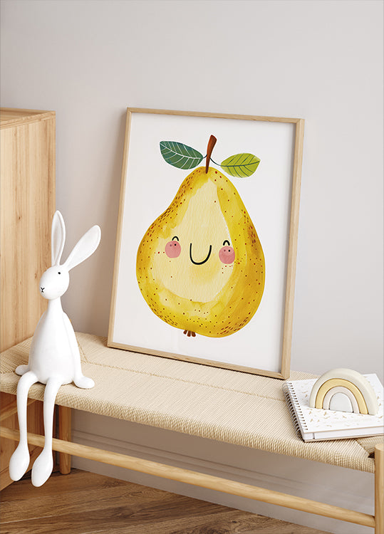 Smiling Yellow Pear Poster - Posterbox.dk