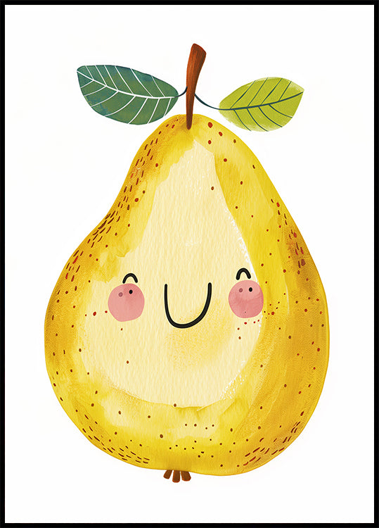 Smiling Yellow Pear Poster - Posterbox.dk