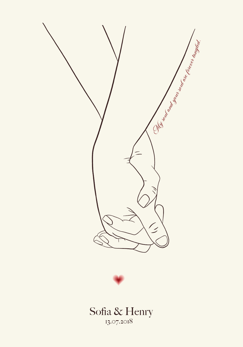 Souls Entwined in Time, Holding Hands Personalized Poster - Posterbox.dk