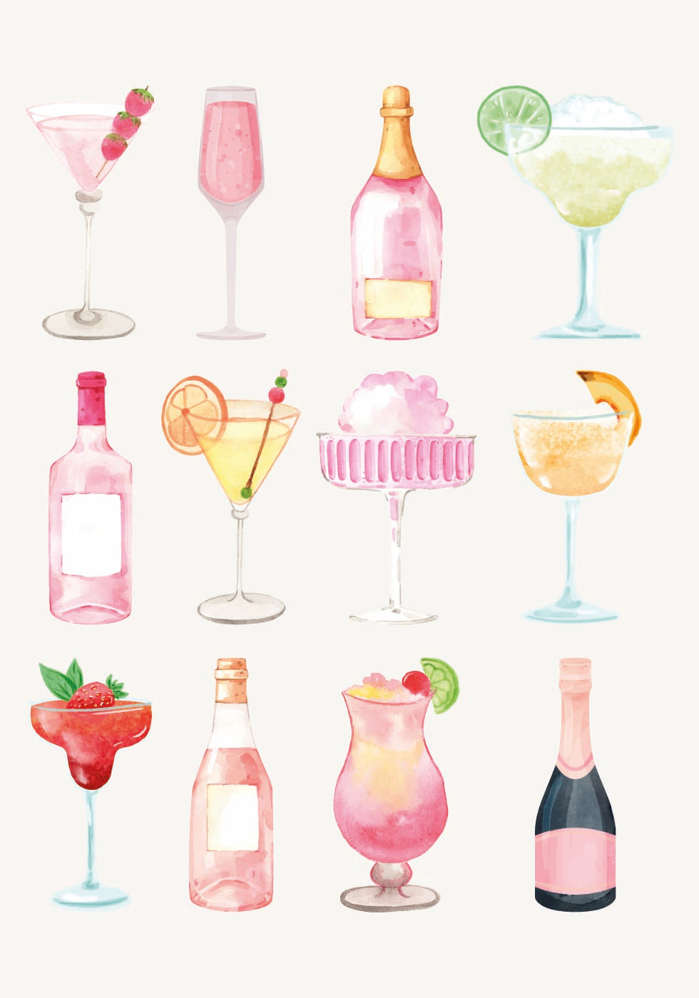 Sparkling Hour, Colorful Champagne and Cocktails Poster - Posterbox.dk