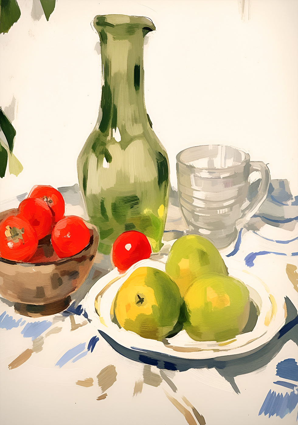 Still Life with Pears and Tomatoes, Sunny Kitchen Table Poster - Posterbox.dk