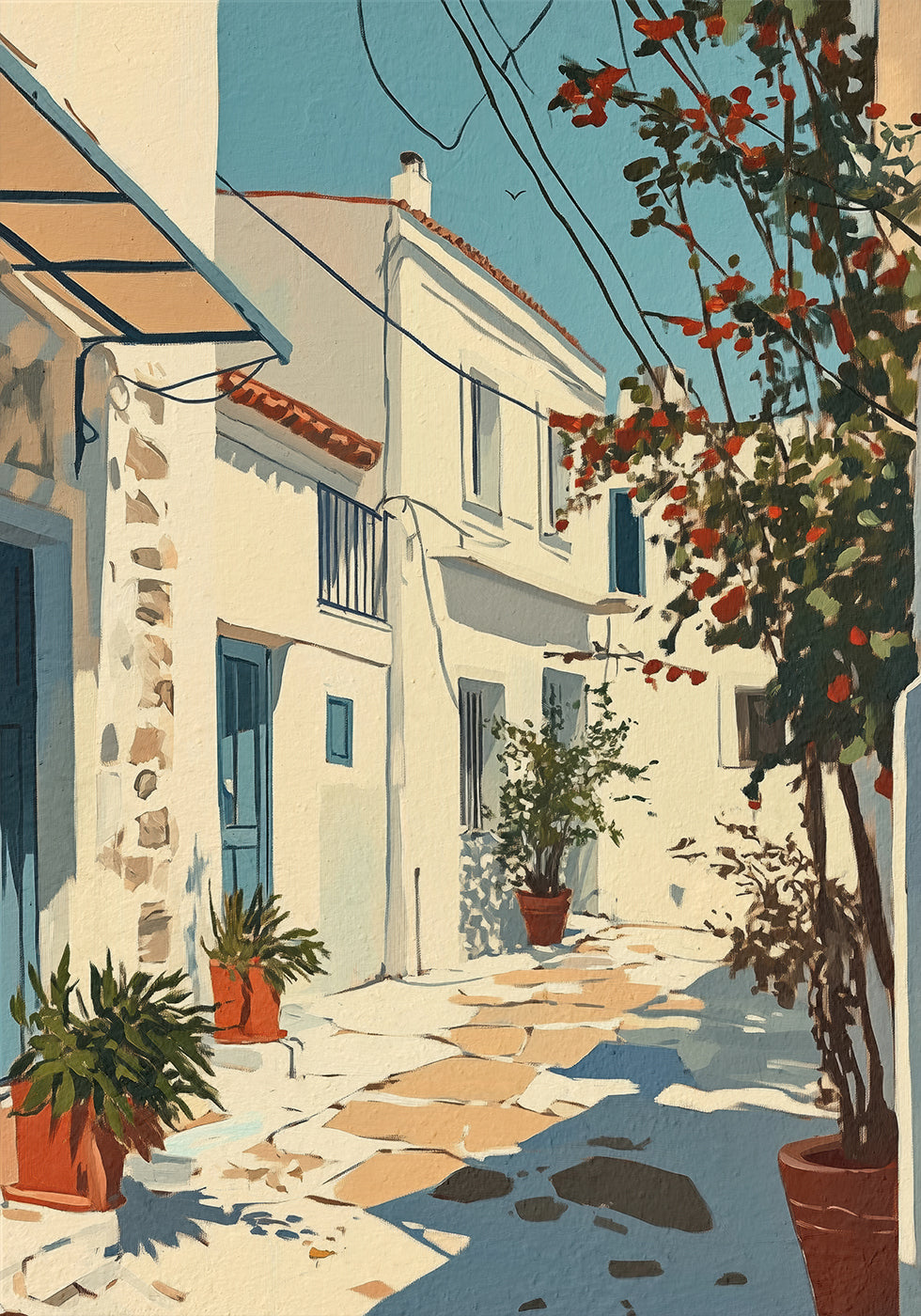 Sunny Mediterranean Alley Poster - Posterbox.dk