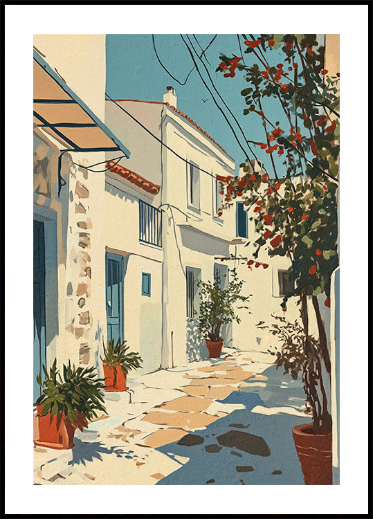 Sunny Mediterranean Alley Poster - Posterbox.dk