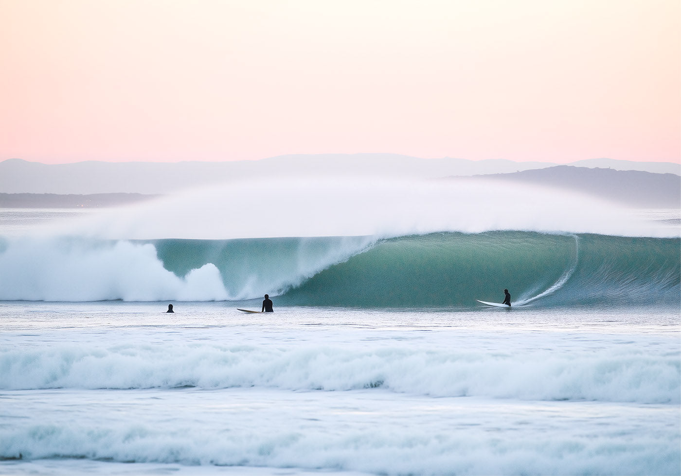 Sunset Barrel Surf, Coastal Calm Wall Art Poster - Posterbox.dk