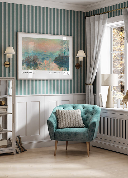 Sunset on the Seine at Lavacourt, Winter Effect Poster - Posterbox.dk