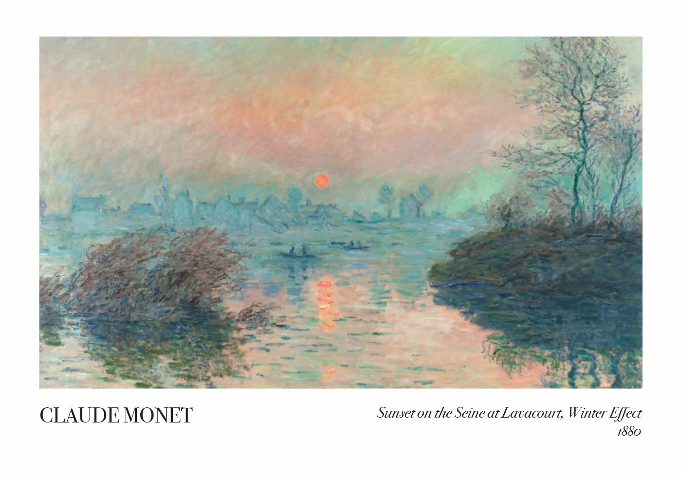 Sunset on the Seine at Lavacourt, Winter Effect Poster - Posterbox.dk