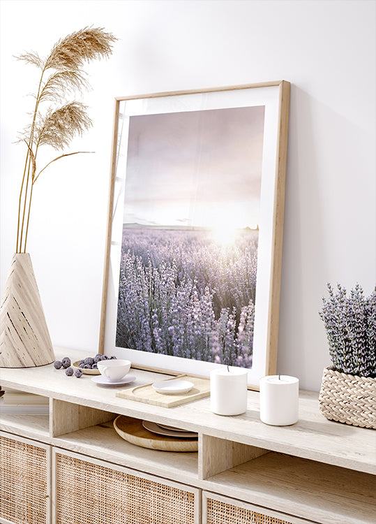 Sunset Over Lavender Fields Poster - Posterbox.dk