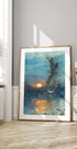 Sunset Over The Pond With Storks Poster - Posterbox.dk