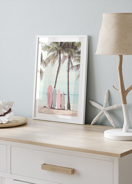 Surfboards Under Palm Trees Poster - Posterbox.dk