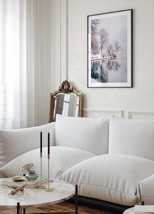 Swans on a Winter Lake Poster - Posterbox.dk