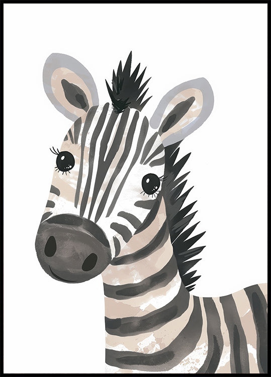 Sweet Zebra With Lashes Poster - Posterbox.dk