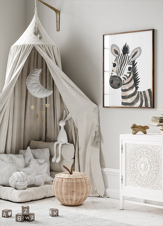 Sweet Zebra With Lashes Poster - Posterbox.dk