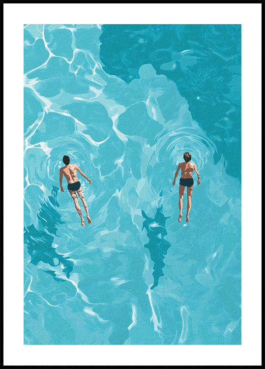 Swimmers in Blue Sea Poster - Posterbox.dk