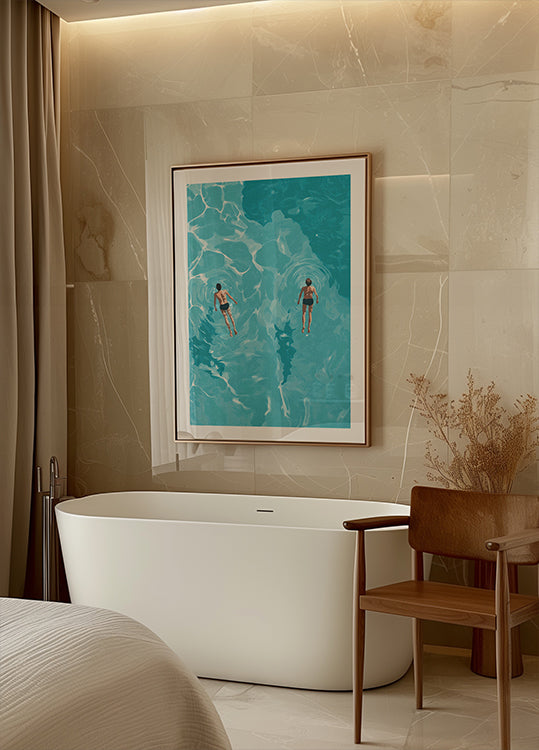 Swimmers in Blue Sea Poster - Posterbox.dk