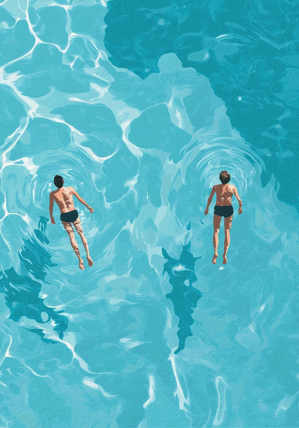 Swimmers in Blue Sea Poster - Posterbox.dk