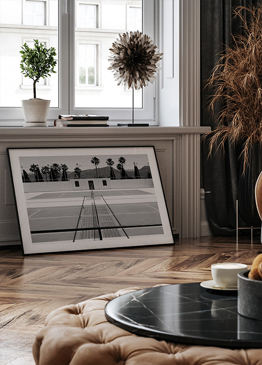 Tennis Court and Palm Trees Poster - Posterbox.dk