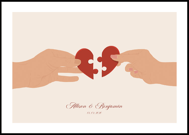 The Missing Piece of Us, Two halves of a Heart Personalized Poster - Posterbox.dk