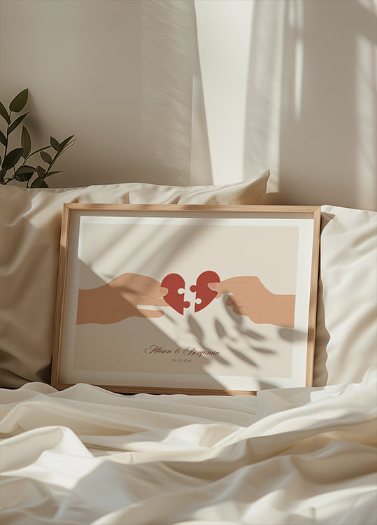 The Missing Piece of Us, Two halves of a Heart Personalized Poster - Posterbox.dk