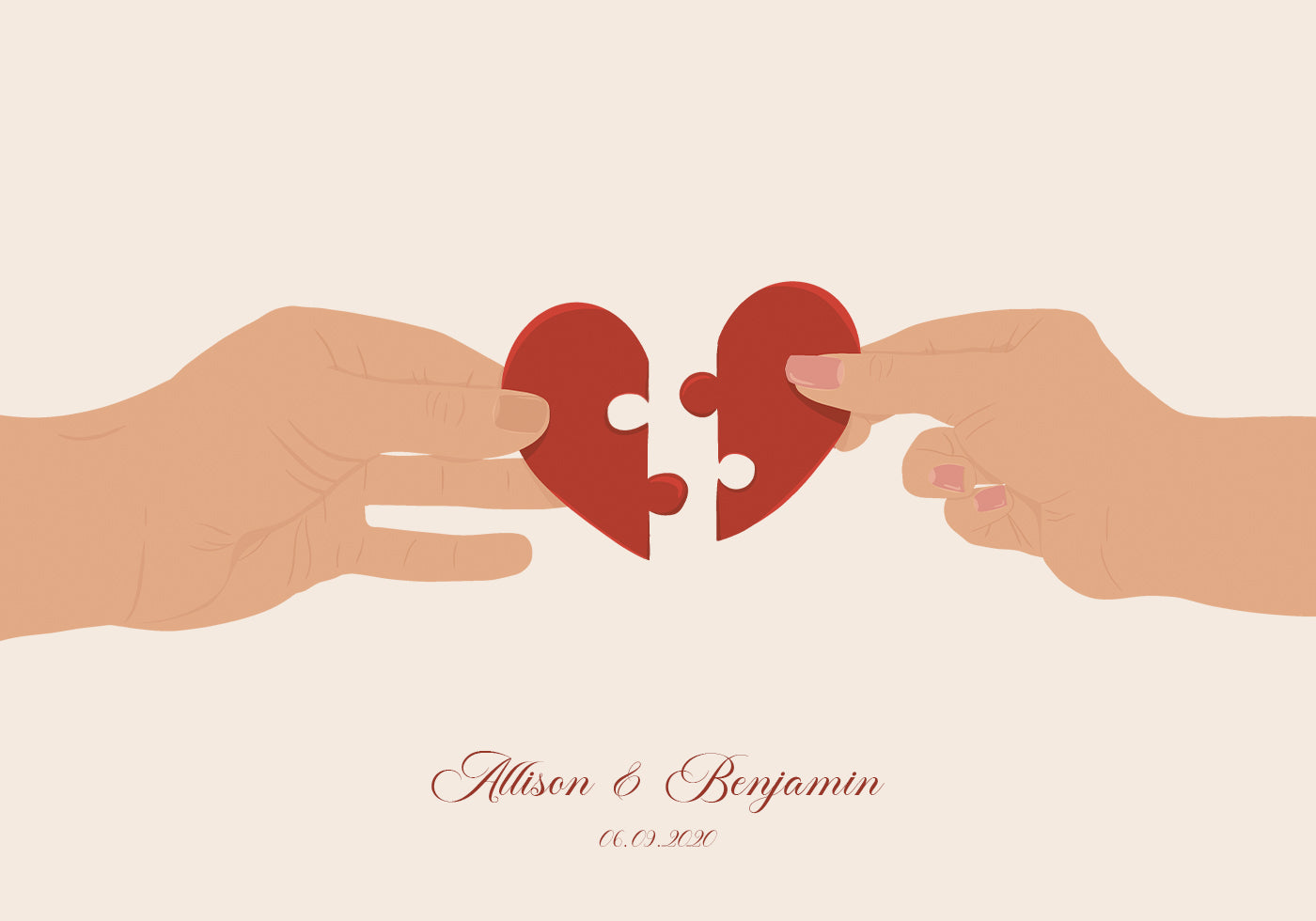 The Missing Piece of Us, Two halves of a Heart Personalized Poster - Posterbox.dk